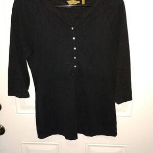 True Grit Black Fitted 3/4 Sleeve Polo